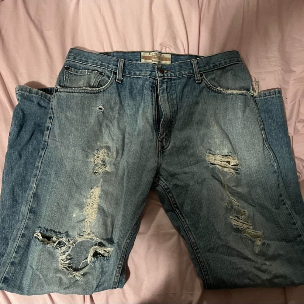 Men's Distressed Blue Jeans